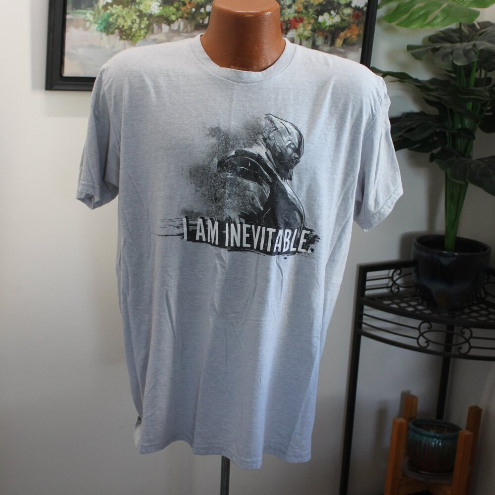 Marvel Avengers Thanos I Am Inevitable Men's Gray T-Shirt - Size Large